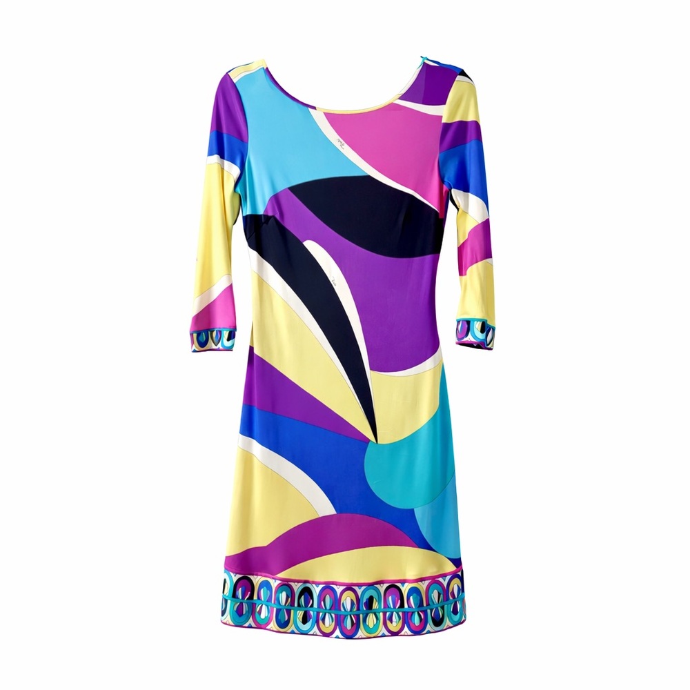 Emilio Pucci Vintage Silk Backless Multicolor Print Dress
